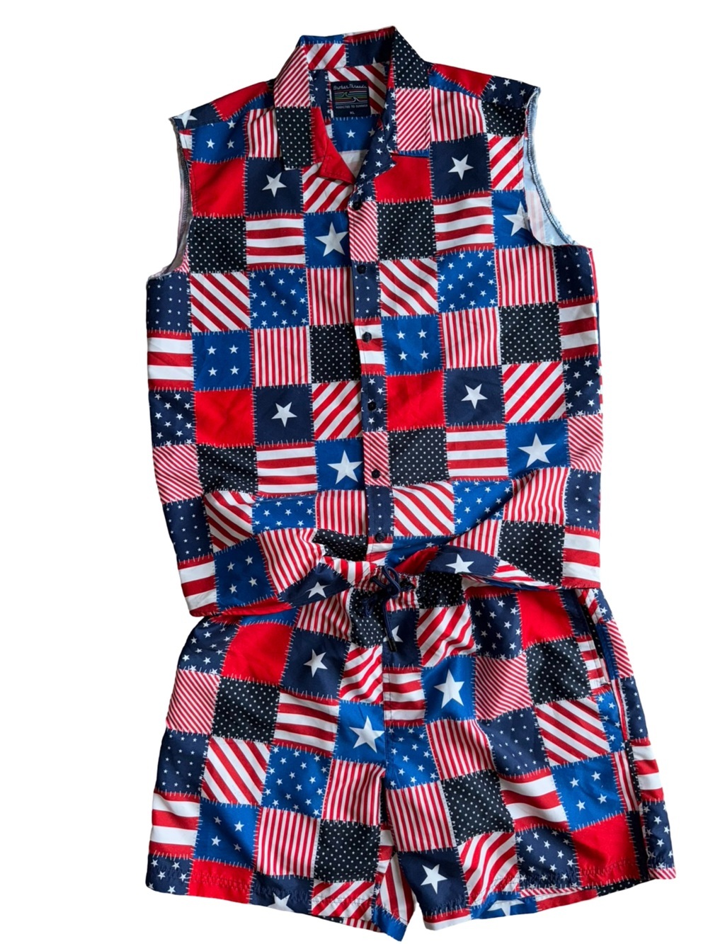 Men’s 2 Piece Patriotic Star & Stripe Patchwork Set